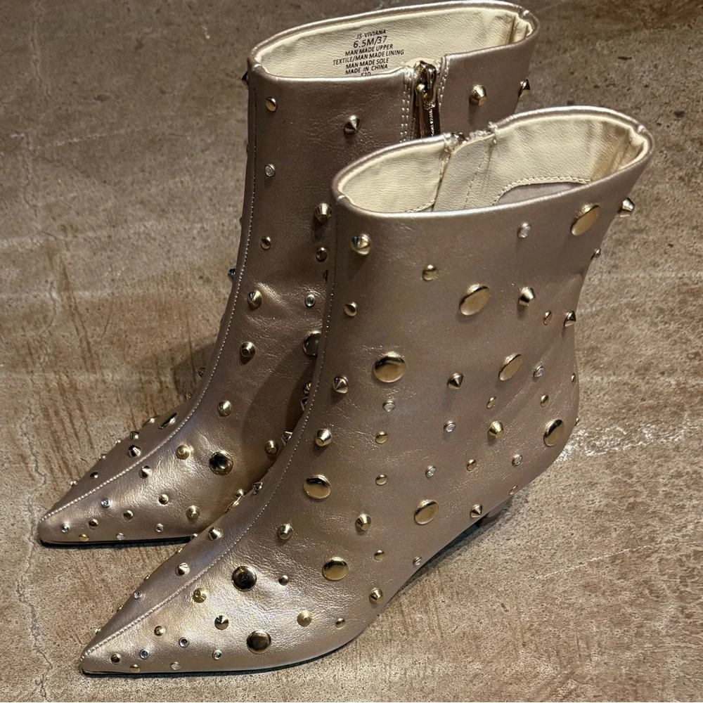 Jessica Simpson Vivianna Gold Studded Boots - Picture 2 of 7